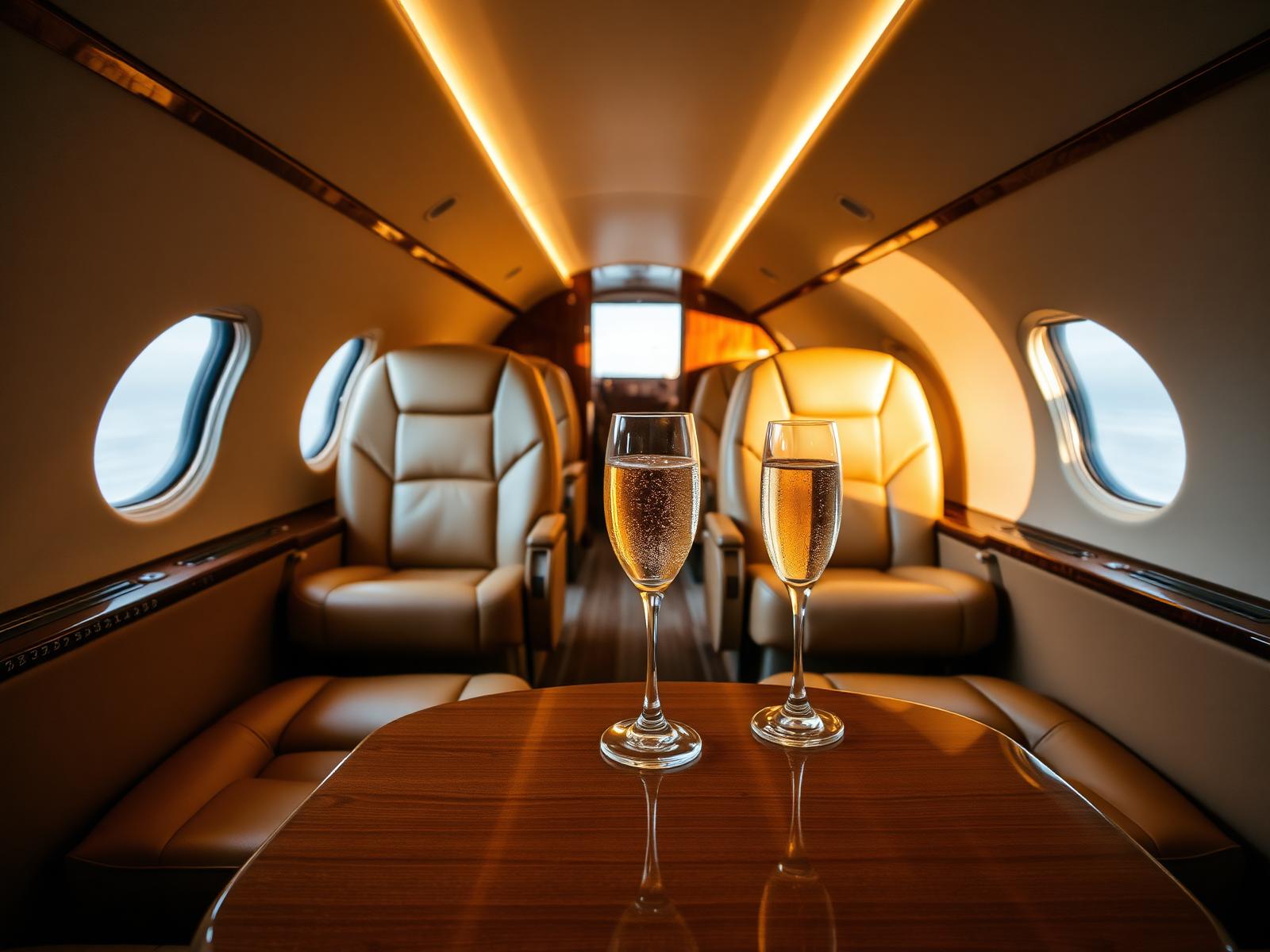 Luxury private jet cabin